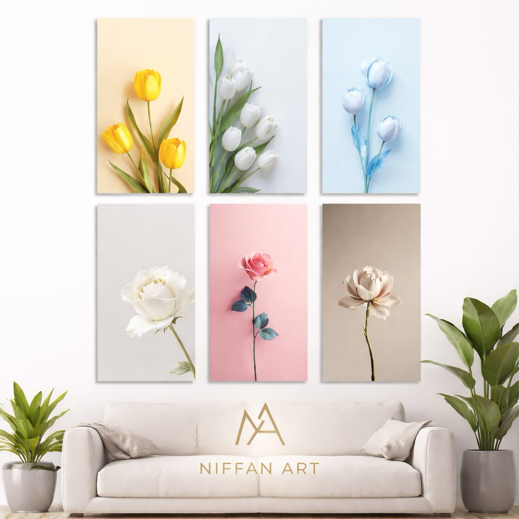 Hiasan Dinding Aesthetic Motif Bunga Ukuran 15x30cm Hiasan Dinding Papan MDF