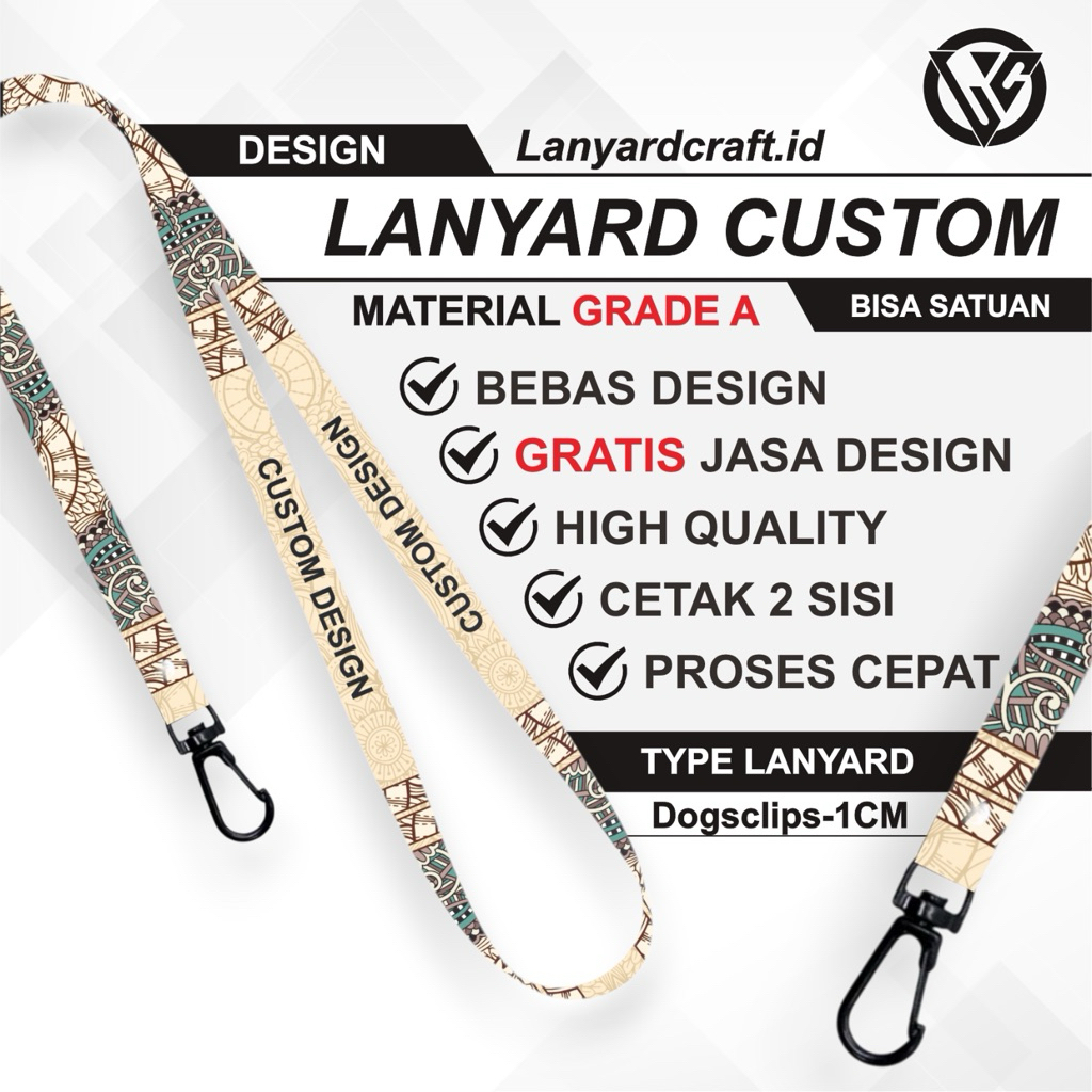 [CUSTOM SATUAN] Custom Lanyard Size 1cm Type Dogclips Lanyard Id Card Printing / Lanyard Custom Desa