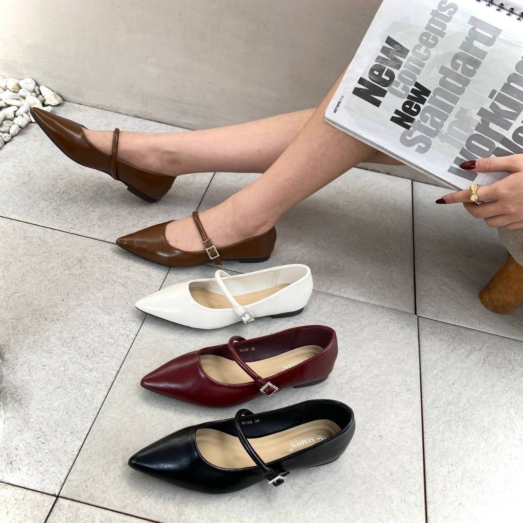Simoncelli Flatshoes Wanita Import | Sepatu Flat | Sepatu Kerja Wanita | Sepatu Hitam | Wedding Shoe