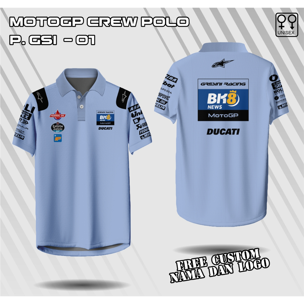 jersey polo motogp team ducati baju motogp gresini racing kerah zipper kaos team ducati