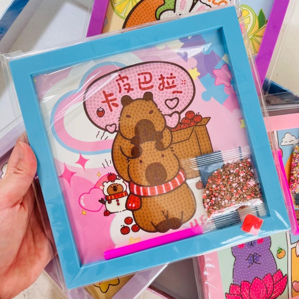 Mainan DIY Diamond Painting/Tempel Manik Manik/Stiker Tempel Manik/Mainan Edukasi Gambar Capybara
