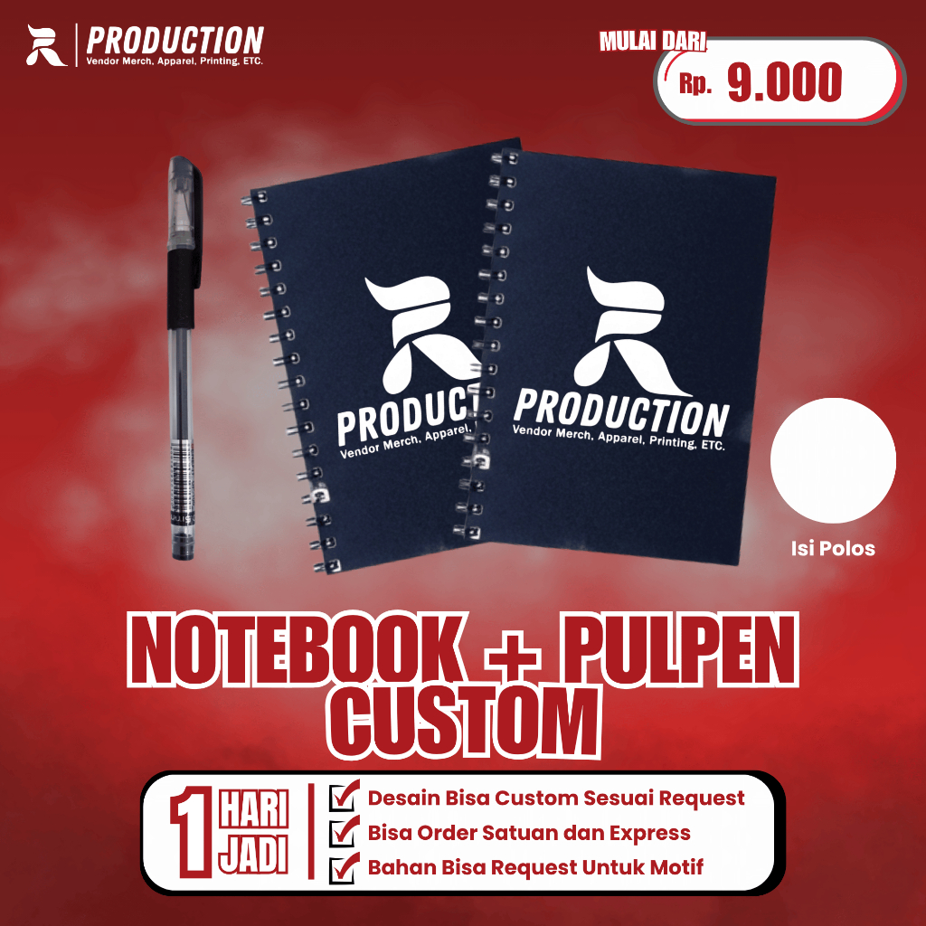 (1 HARI JADI) NOTEBOOK + PULPEN CUSTOM | KERTAS POLOS | A5/A6 | SATUAN/GROSIR