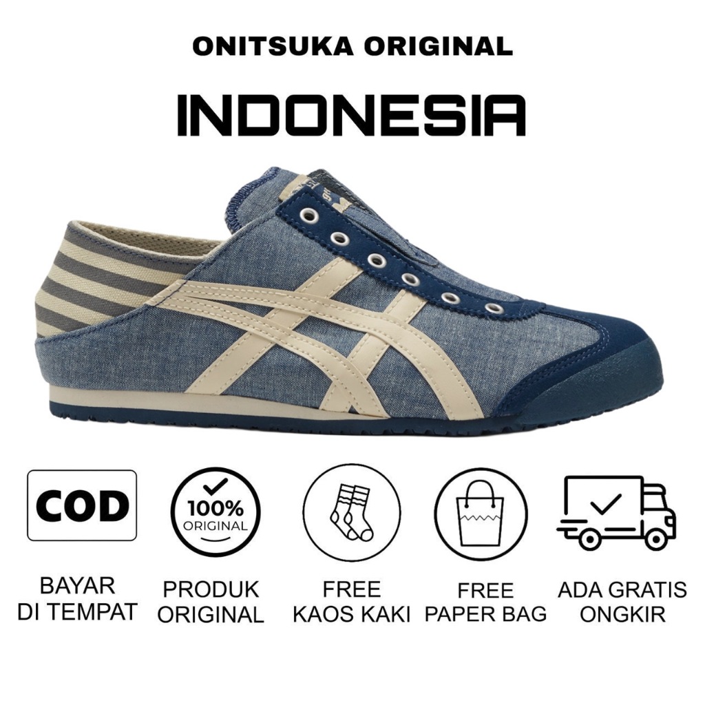 Sepatu Onitsuka Slip On Paraty Blue Jeans/ Sepatu Pria/ Sepatu Wanita/ Sepatu Unisex