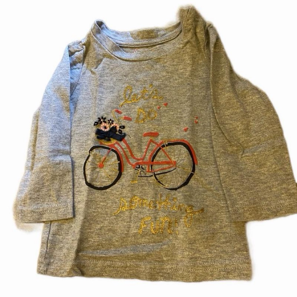 Preloved kaos lengan panjang anak perempuan guess 6M bike grey