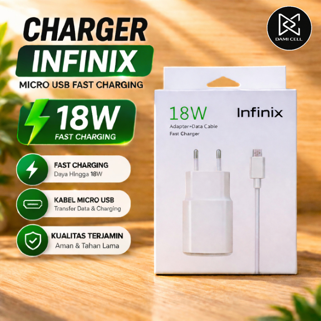 Charger Infinix Micro USB Fast Charging 18W Original 100%