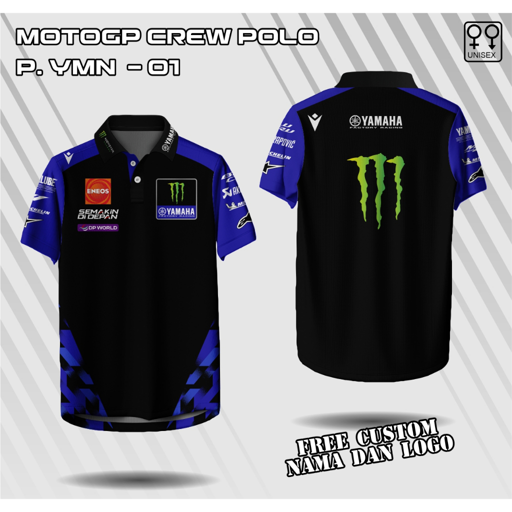 jersey polo motogp team yamaha monster energy baju motogo yamaha kerah zipper kaos monster energy ya