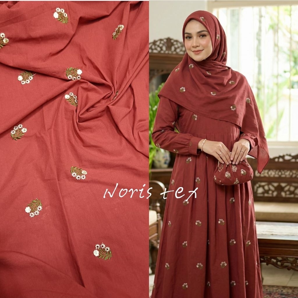 bahan kain katun bordir twill jepang premium/kain meteran twill/kain bahan motif
