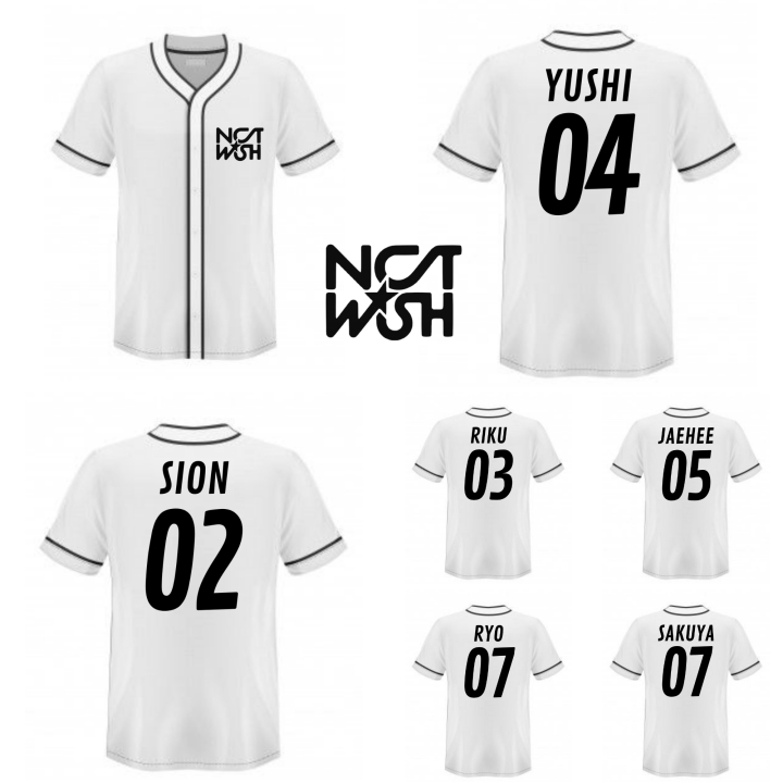 Baju jersey baseball kpop nct wish atasan kemeja kancing softball korea nctwish yushi riku