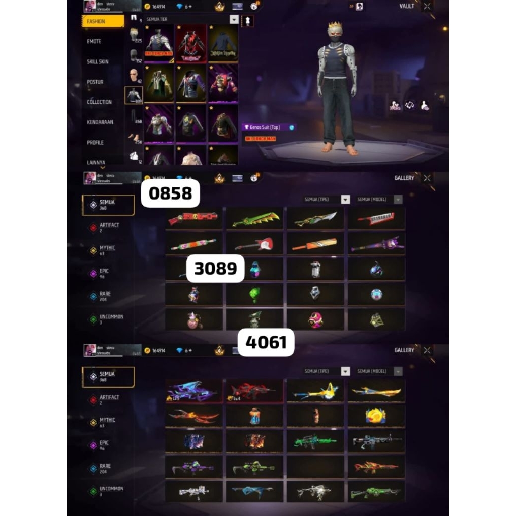 Fitur Lengkap, Akun Sultan Free Fire Terbaru