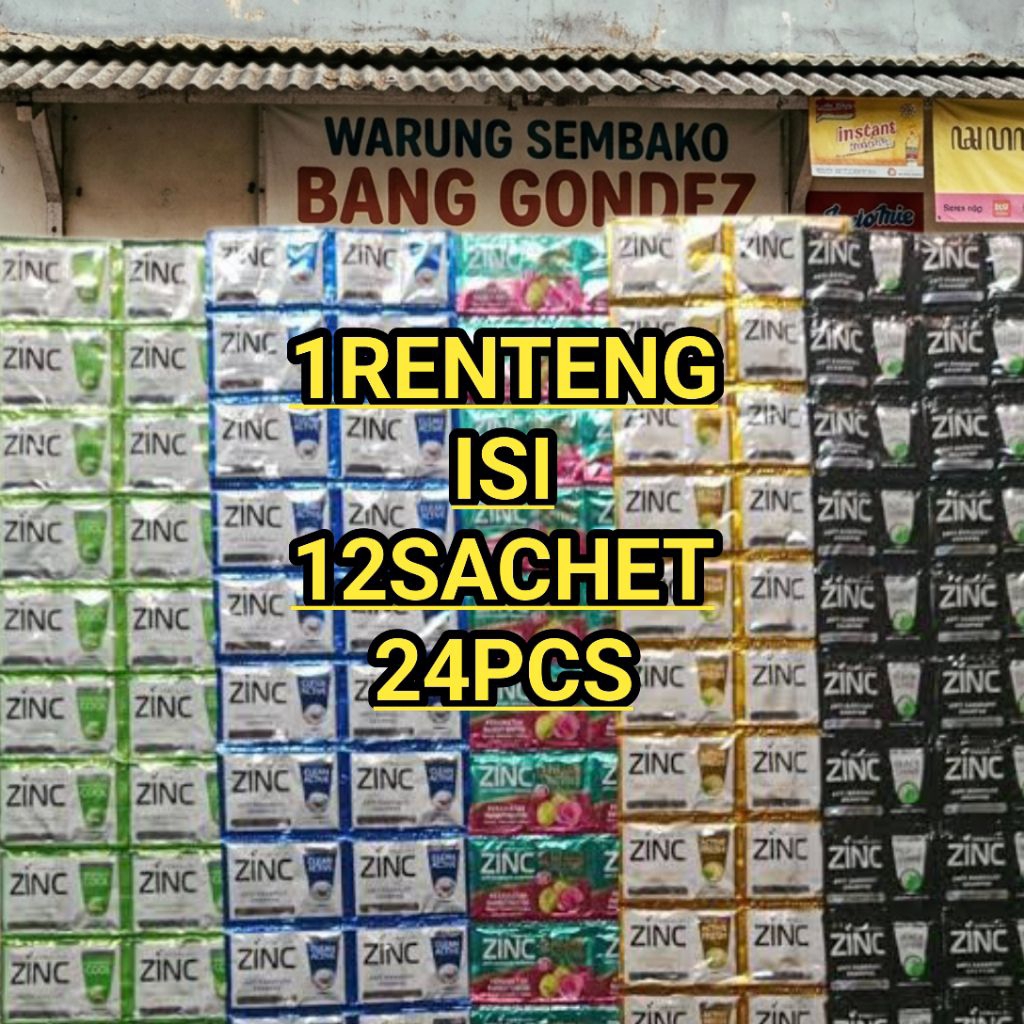 Shampo sachet zinc, shampo zinc, shampo sachet, 1 renteng isi 12 sachet  24 pcs