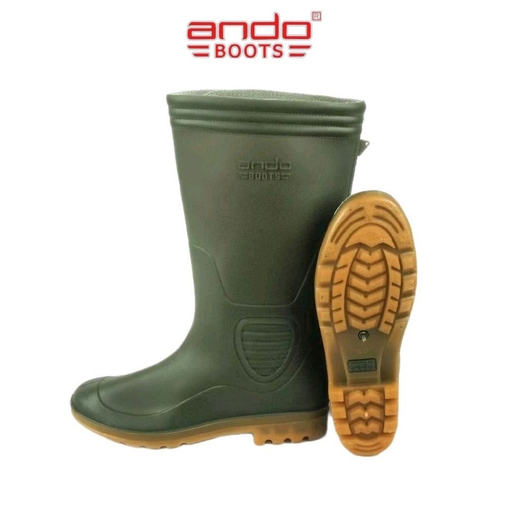 Ando Boots Hercules - Sepatu  Green/Penthel Size 38-43 Sepatu Boots Pria Karet Tinggi Anti Air Ando 