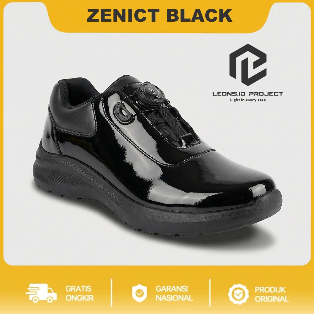 ZENICT FULL BLACK Sepatu Sneakers Pria Tali Putar Casual Formal Tactical ORIGINAL