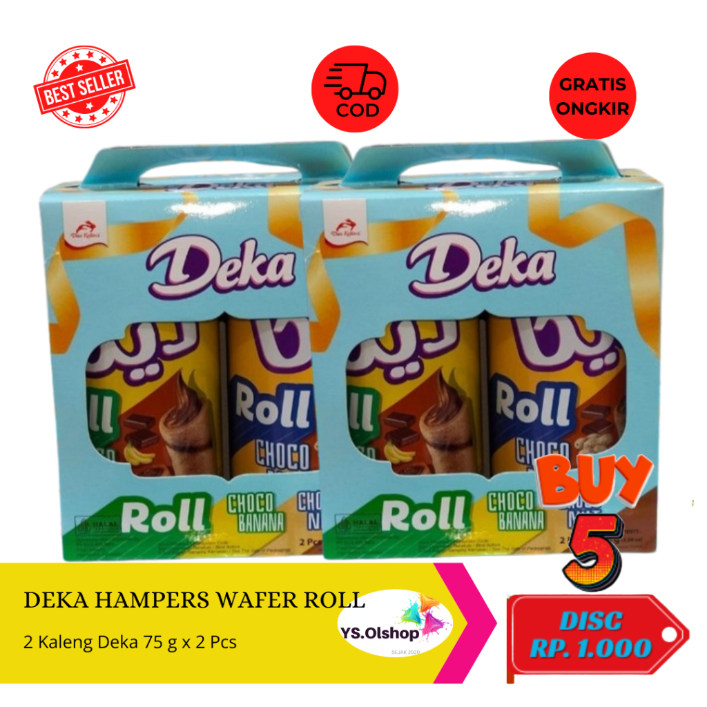 DEKA WAFER ROLL ISI 2 (150 Gr) rasa Choco Banana & Choco Nut KALENG EDISI LEBARAN