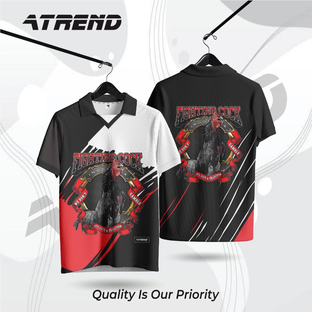 ATREND AT155 JERSEY AYAM JAGO FULL PRINTING KAOS ADU AYAM BANGKOK / JERSEY RETRO / TERMURAH COD