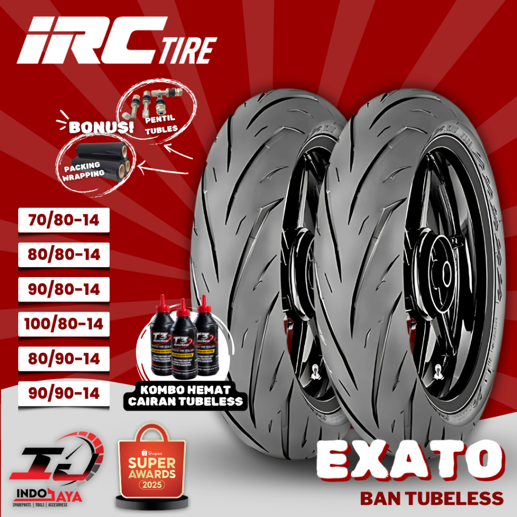 [READY COD] BAN LUAR TUBELESS IRC EXATO NR88 (70/80-14 - 80/80-14 - 90/80-14 - 100/80-14 - 80/90-14 