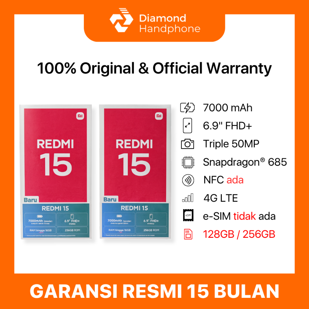 Xiaomi Redmi 15 8/128 8/256 8/128GB 8/256GB 8GB 128GB 256GB Garansi Resmi Original