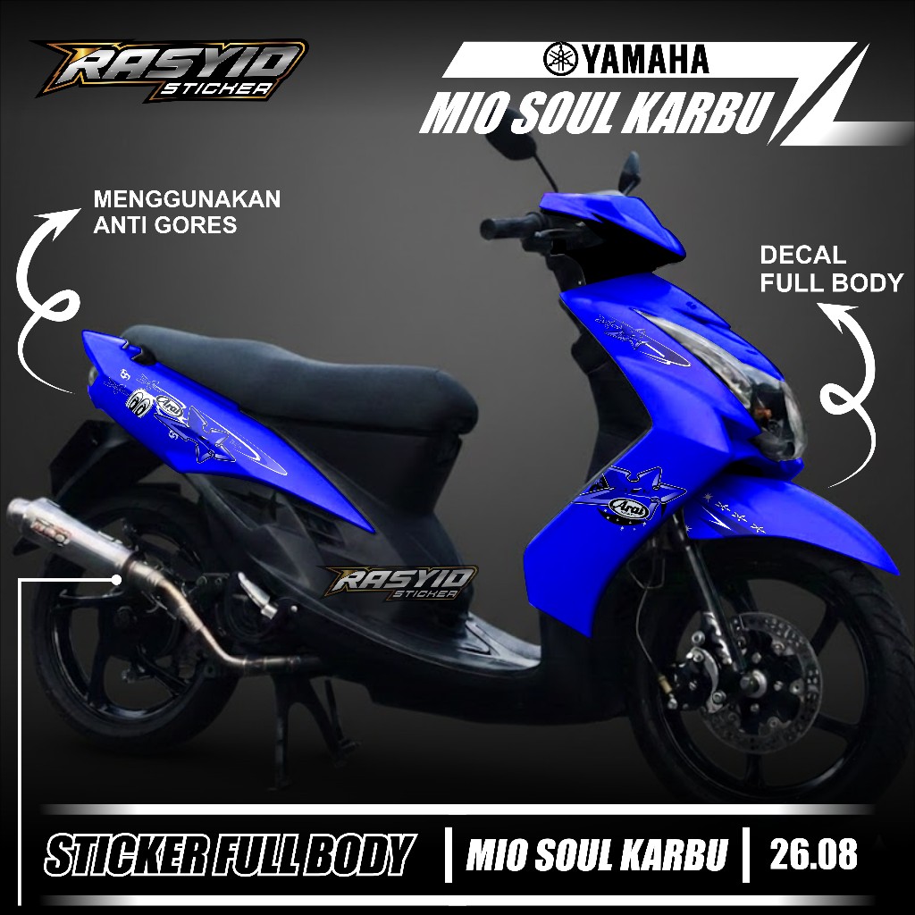 Terbaru Sticker Decal Full Body Motor Yamaha Mio Soul Karbu Tahun 2007 2008 2009 2010 2011 2012 Stic