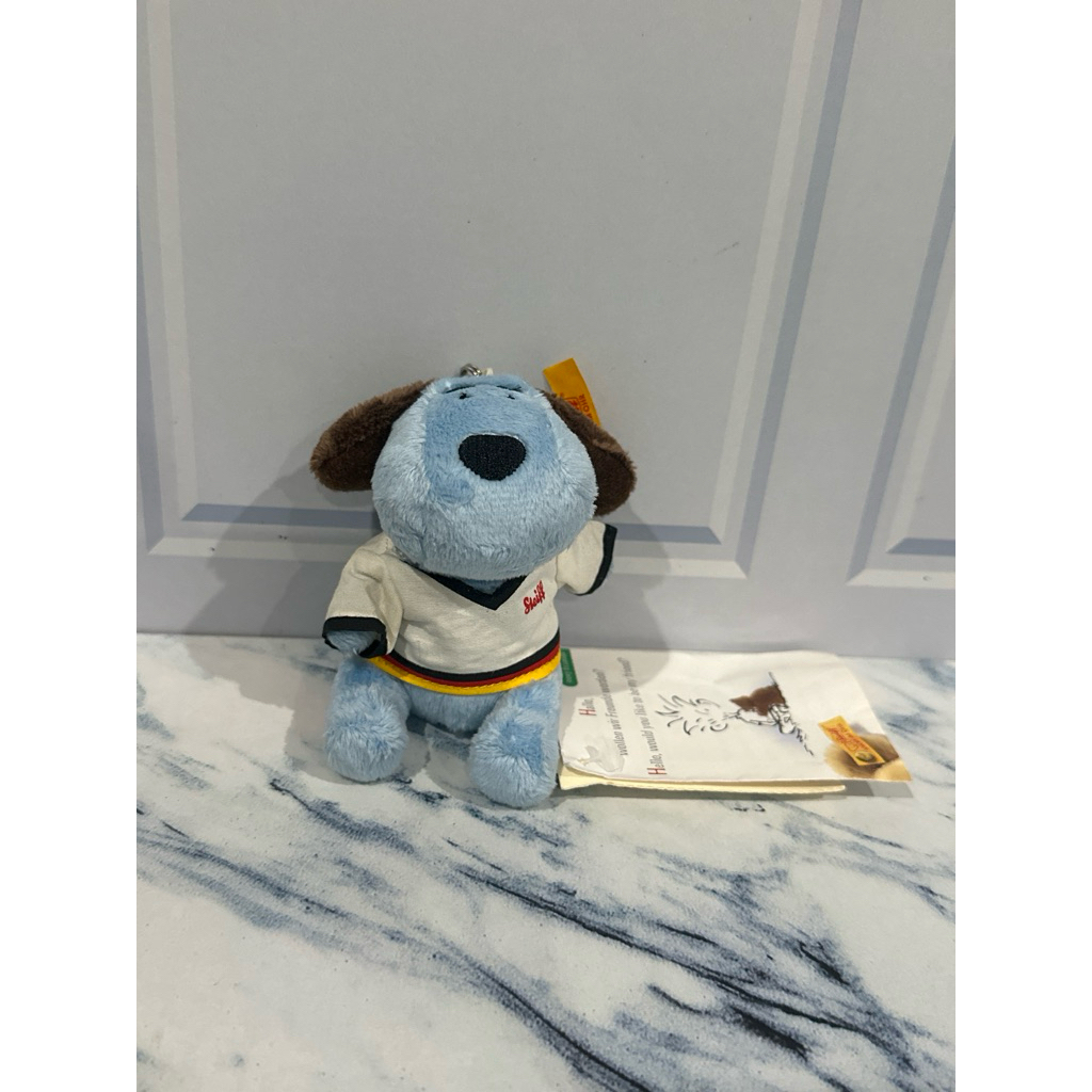 Rafu Chan Blue Puppy Vintage Steiff Bear Friends Mini Plush Doll Keychain Bagcharm