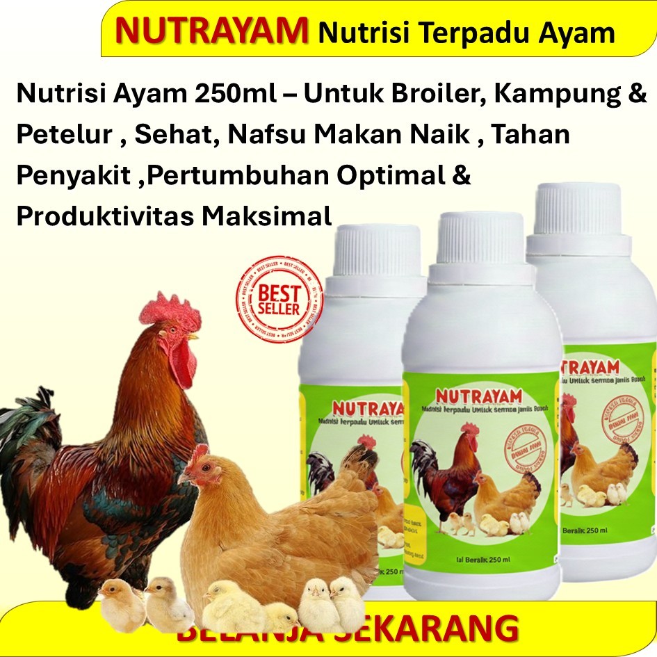 NUTRAYAM 25Oml/NUTRISI AYAM / VITAMIN AYAM / AYAM PETELUR / AYAM PEDAGING / AYAM POTONG / YAM BROILE