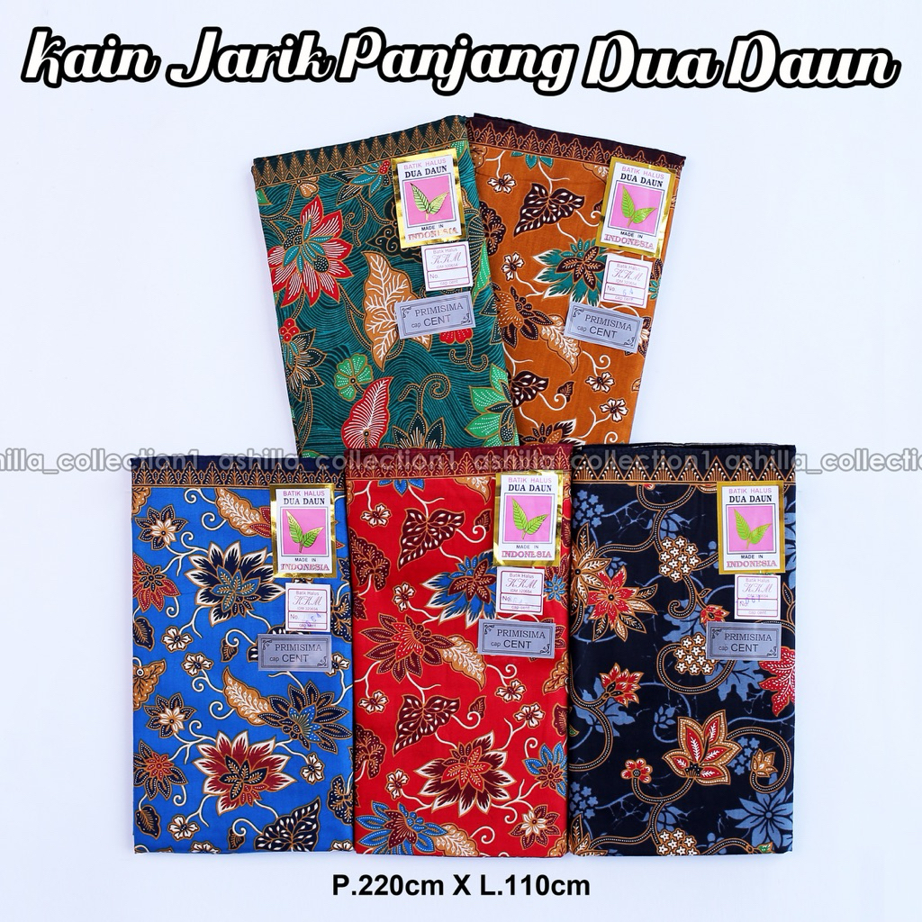 Kain Jarik Panjang Batik Halus Dua Daun Cap Cent 220 Cm x 110 Cm Samping Kebat Melahirkan