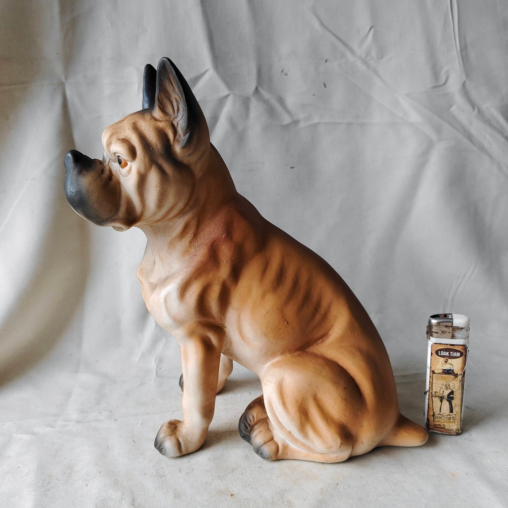 Pajangan Vintage Patung Doggy Keramik Lawas