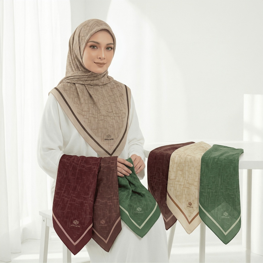 Hijab Segi Empat Motif Premium Voal Jilbab Square Printing Anti Lepek Kerudung Daily Kekinian Wanita