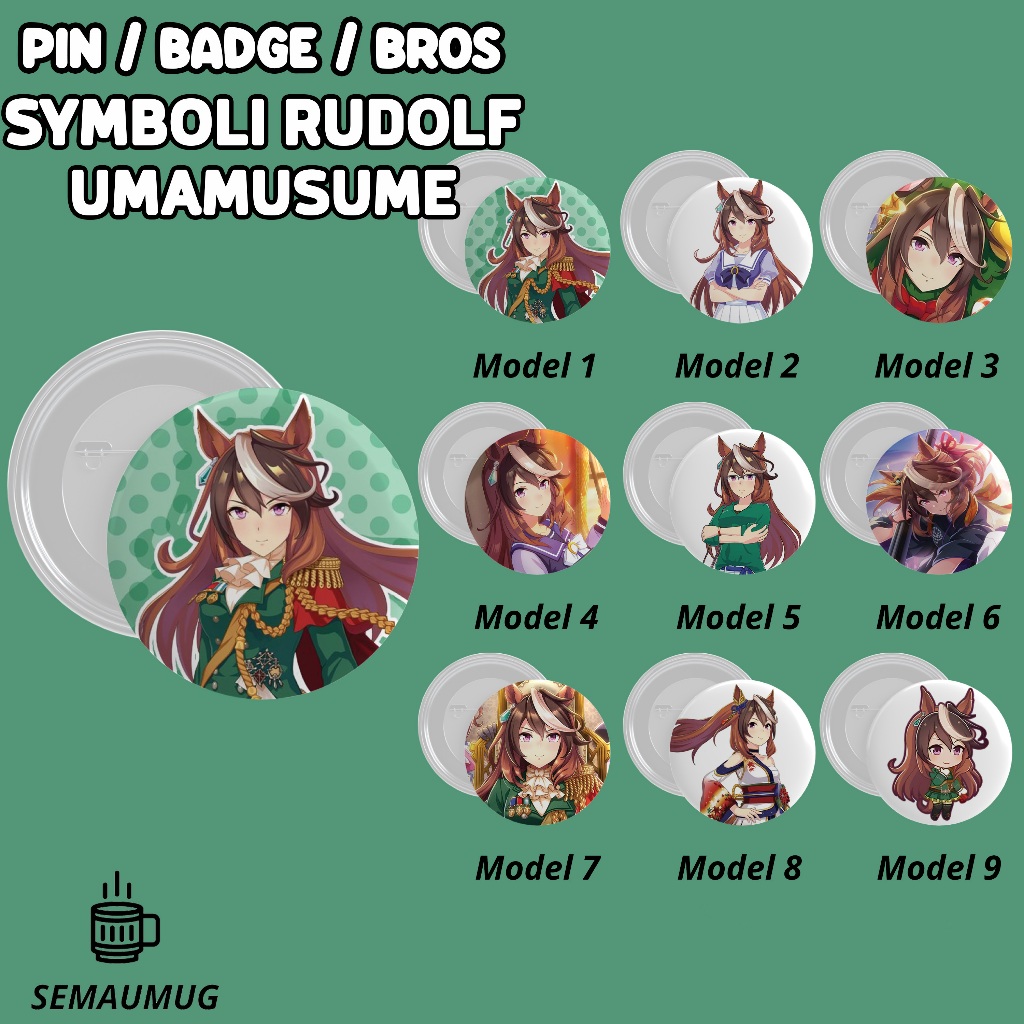 PIN SYMBOLI RUDOLF UMAMUSUME KADO BROS BADGE BULAT GAME LUCU PRINT CUSTOM SEMAUMUG