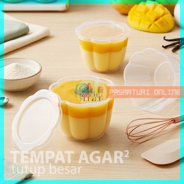 [12 pcs] TEMPAT AGAR-AGAR TUTUP Pelangi / Cup Pudding Jelly Pudding Bunga