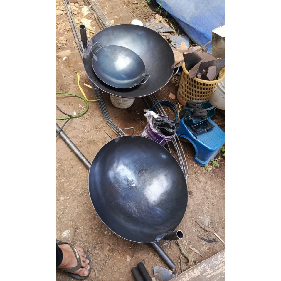 Wajan 45cm Plat Besi Kuping 2 | Kuali Penggorengan Besar Tebal Tahan Panas