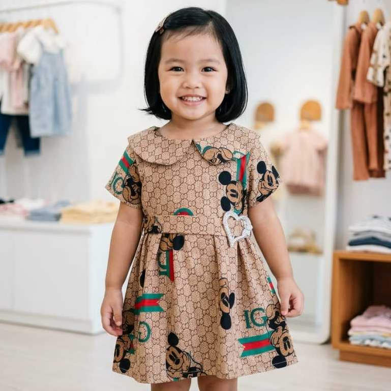 DRESS BATIK MICKY / AZIRA  / KOREA / TERBARU / MODEL GESPER PINGANG / USIA 2-3 TAHUN