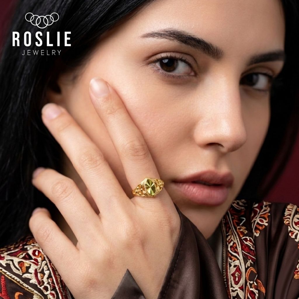 Cincin Dubai Ukir Eye Bold Gold (One Size / All Size) Tidak Mudah Karat - Roslie Jewelry