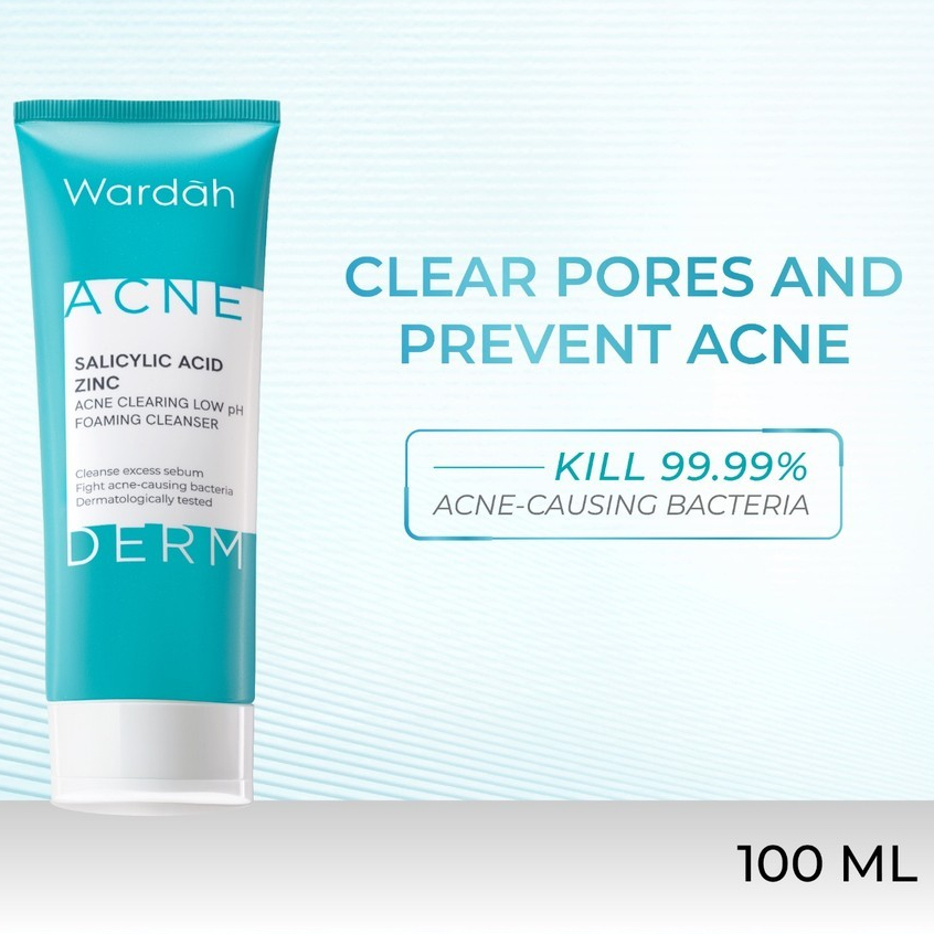 Beautyland Face Wash Wardah Acnederm Salicylic Acid Zinc Acne Clearing Low Ph Foaming Cleanser 100 M