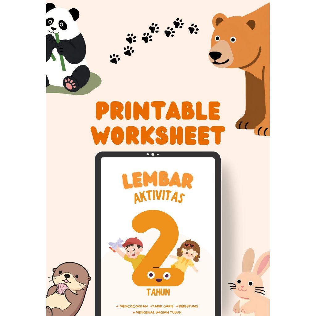 Printable Worksheet Anak Usia 2 Tahun - 50 LEMBAR