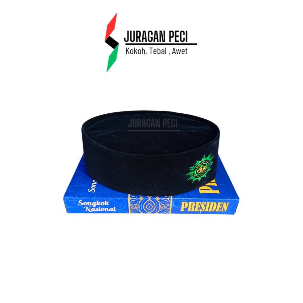 PECI HITAM BLUDRU MOTIF MUHAMMADIYAH HIJAU
