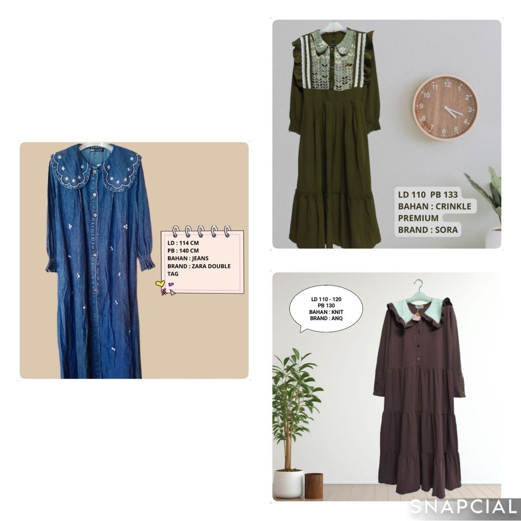 SALE gamis Sora, Zhafira, La grace, Nabil series, Zara , Gamis Brukat Dll