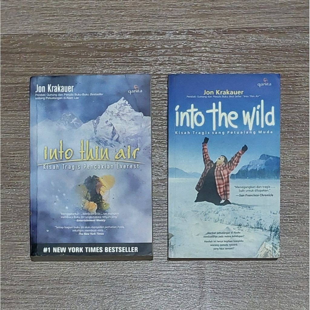 Novel Jon Krakauer Set (Into Thin Air/Kisah Tragis Pendakian Everest & Into The Wild/Kisah Tragis Sa