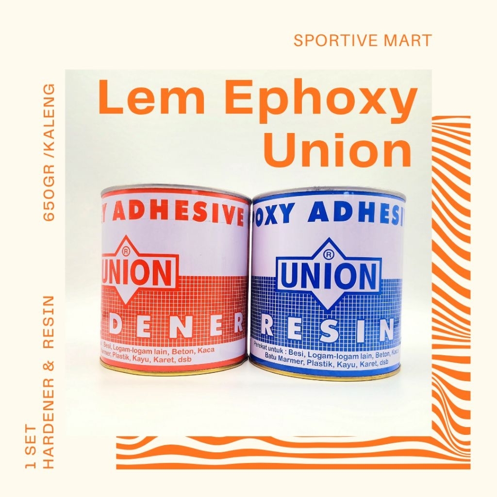 LEM EPOXY UNION 650 gr - Kuat untuk Servis Raket, Besi, Kayu, Kaca | Hardener & Resin Set | Servis R
