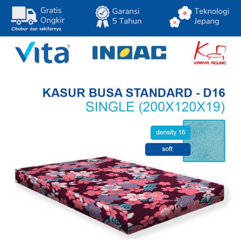 Kasur Busa Inoac VITA PLUS 90X200X20cm ORIGINAL