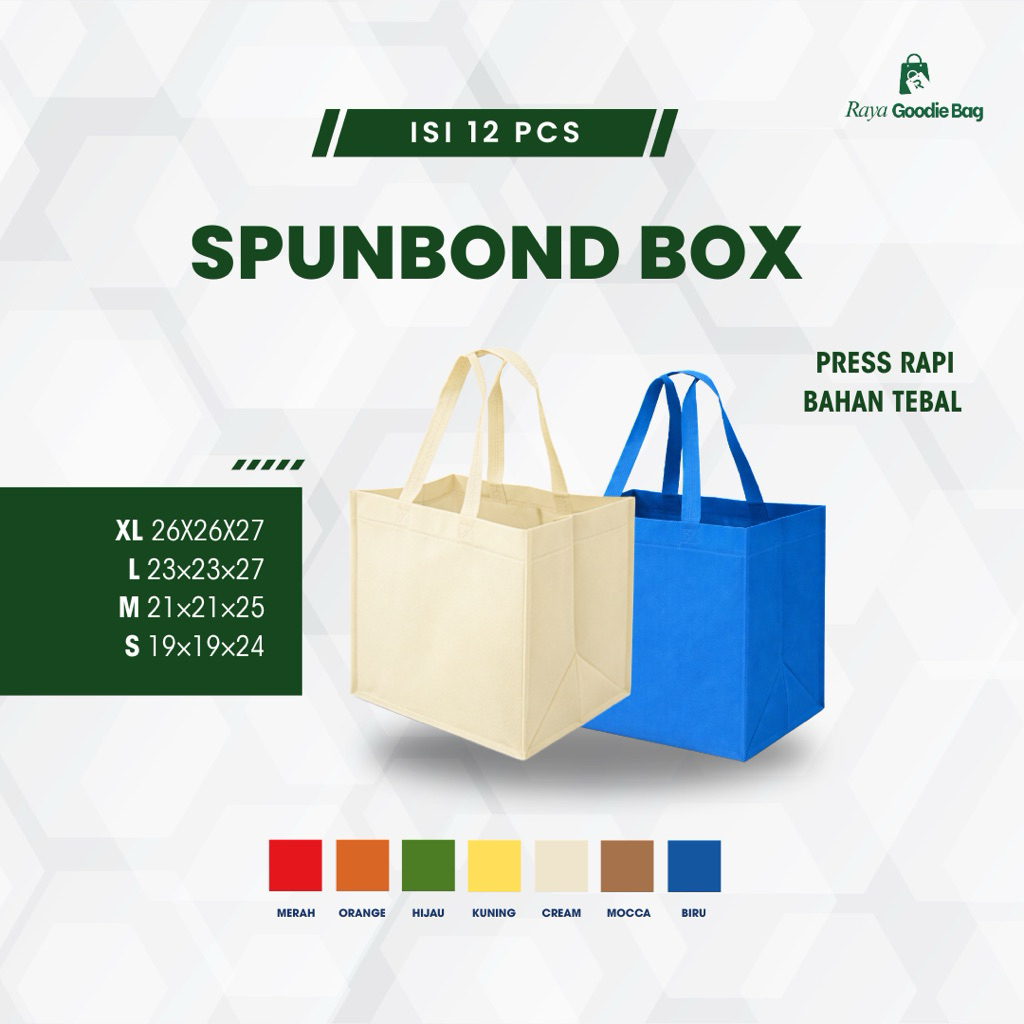(12 PCS) TAS SPUNBOND BOX NASI/KUE/KARDUS | TAS HAJATAN | TAS KOTAK NASI | 18x18 | 20x20 | 22x22 | 2