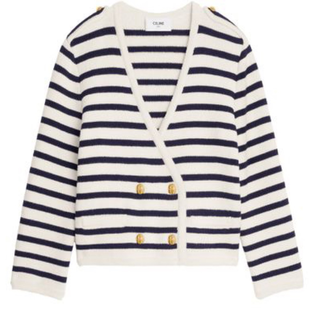 CELINE Cropped in marinière wool cardigan