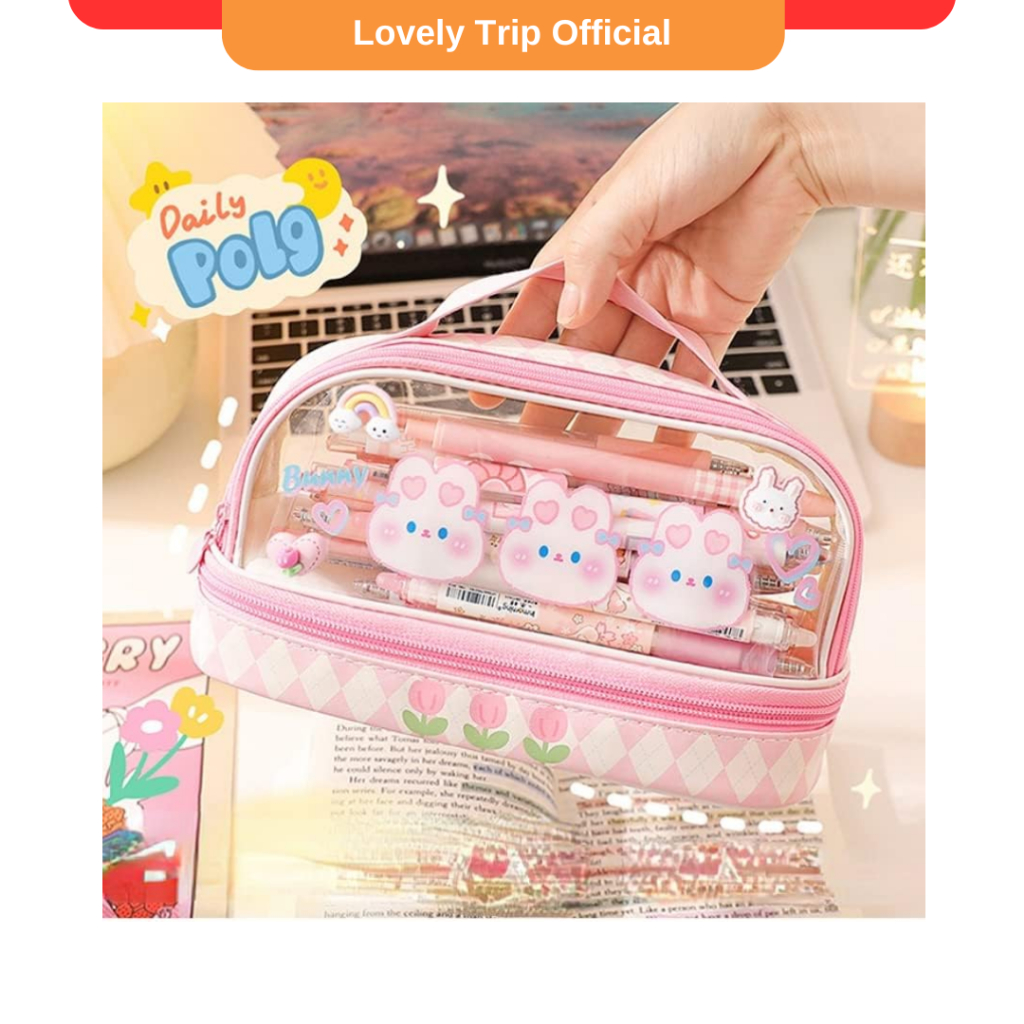 stokreadysiapkirim kotak pensil anak korea susun besar jumbo catur beruang tempat pensil pouch