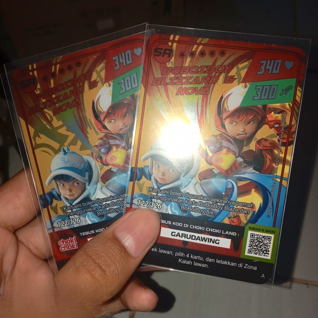 kartu choki-choki BoBoiBoy foil hologram SR Nova & Blizzard | monsta galaxy card | kartu choki-choki
