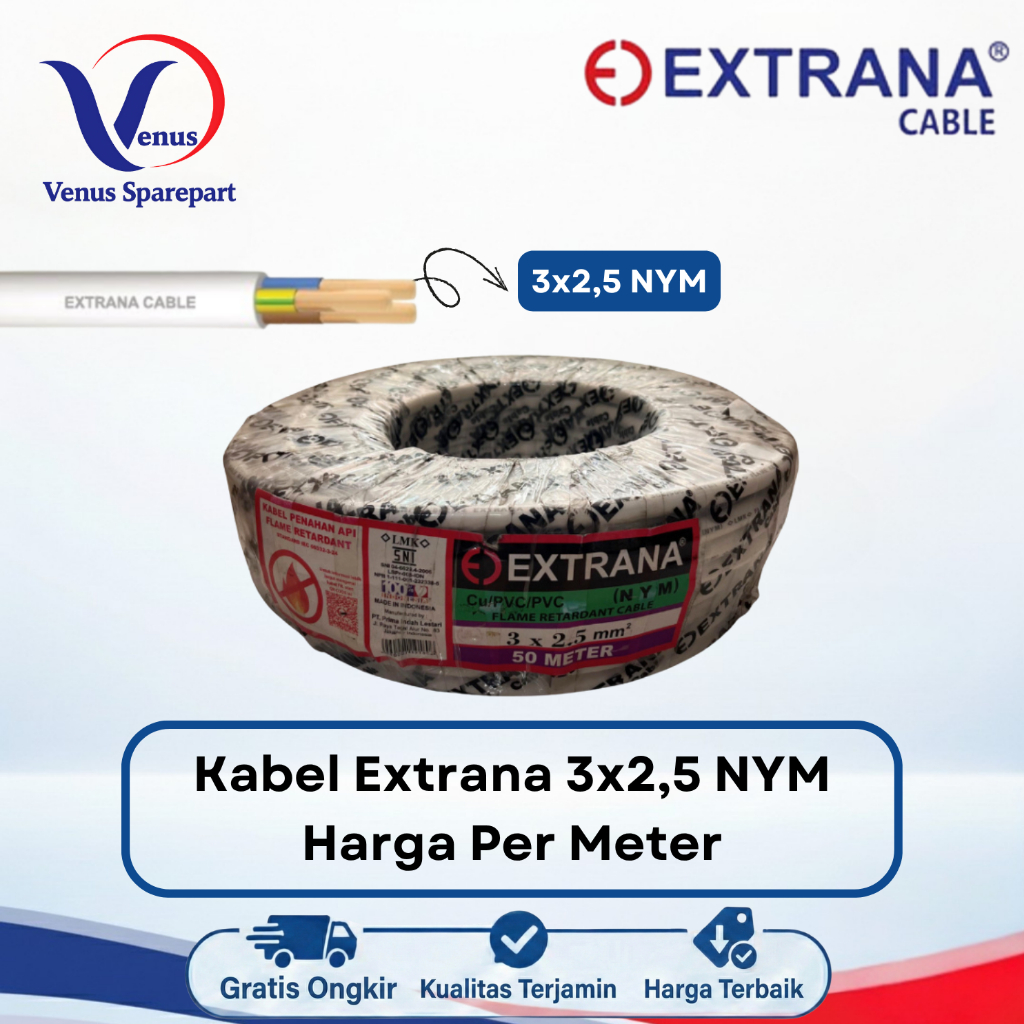 KABEL LISTRIK EXTRANA 3x2,5MM NYM HARGA PER METER