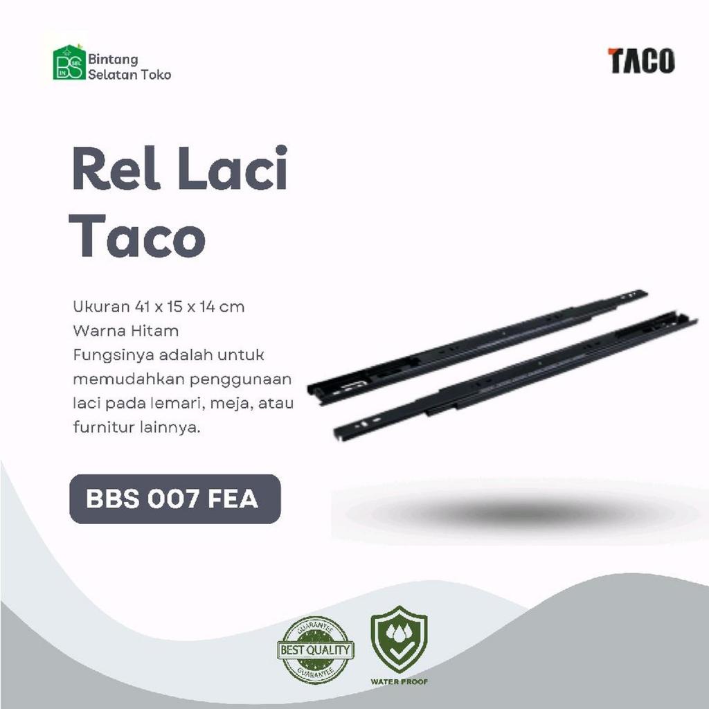 Hardware Drawer Slide Taco / Rel Laci Taco / Hitam 1 Pasang 40 cm / 45 cm - 40 cm