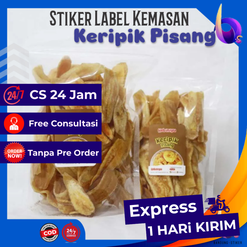 Bandung Stiker - Print Stiker Cromo Label Kemasan Makanan Keripik Pisang Chromo A3 Free Cutting & De