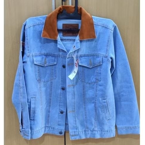 Jaket Jeans Pria Denim Biru Muda
