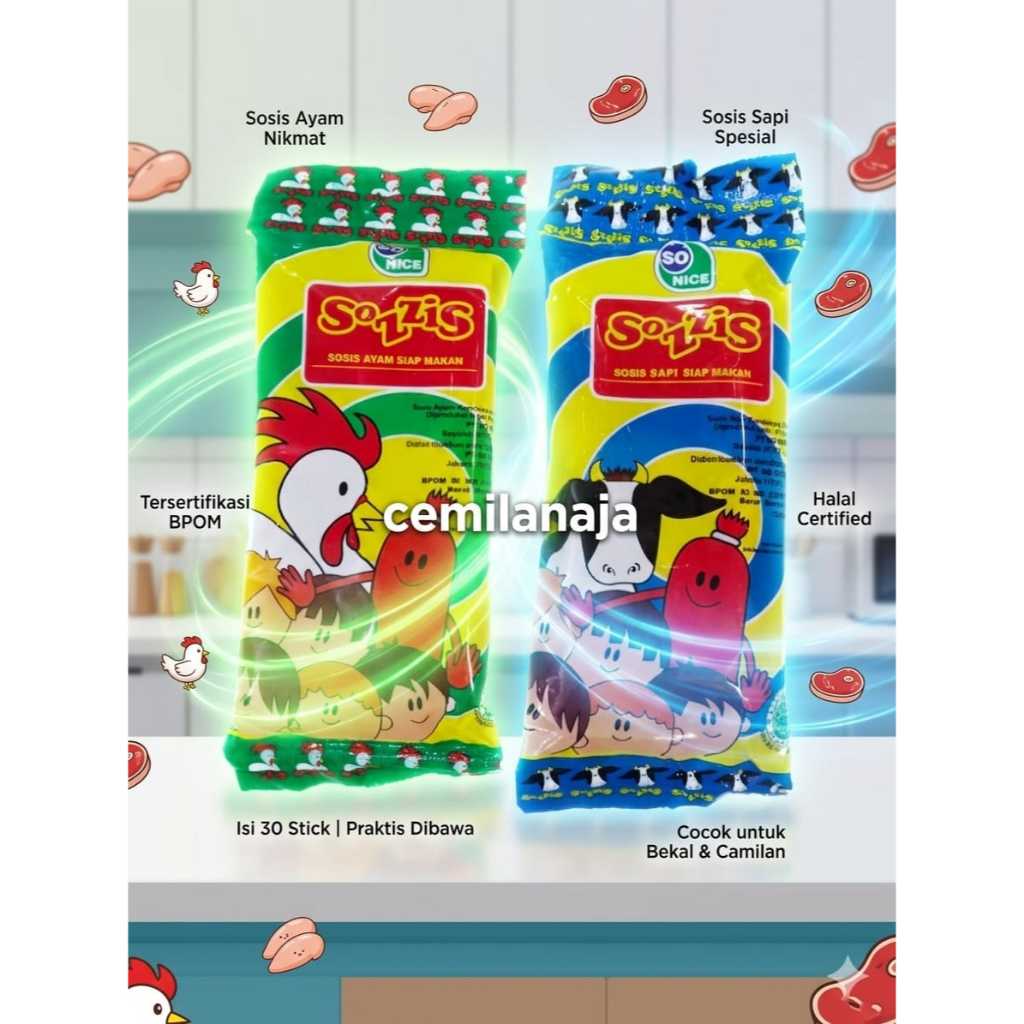 SO NICE SOZZIS SOSIS SAPI AYAM SIAP MAKAN MAKANAN RINGAN MAKANAN INSTAN SIAP SAJI CEMILAN ANAK JAJAN