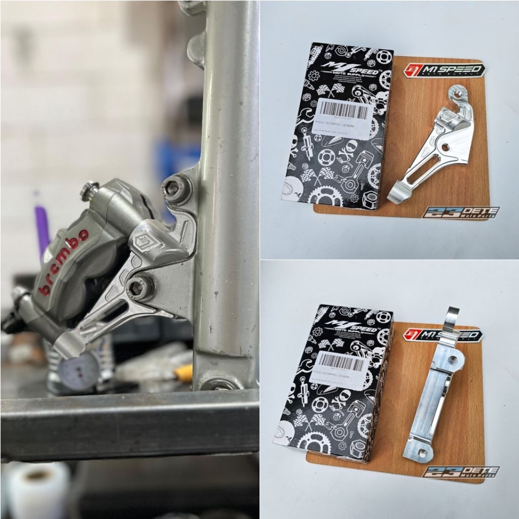 Breket Kaliper 4P P100 Pitch 100mm Brembo DLL PNP Shock Yamaha Scorpio Disc 300mm M1 Speed
