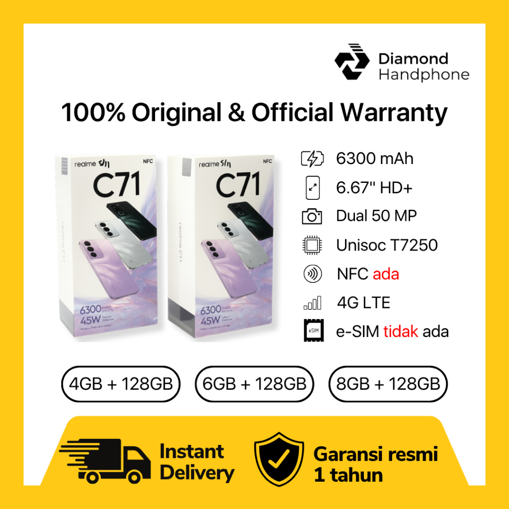 Realme C71 4/128 6/128 8/128 | 4/128 6/128 8/128 Garansi Resmi