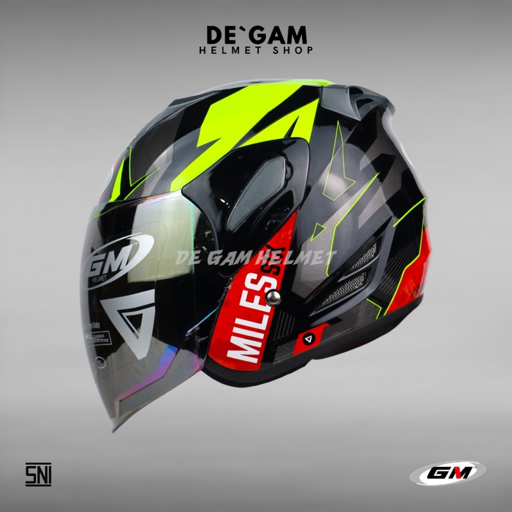 GM Fighter SR Motif Six Miles - Black/Red Green - Helm Half Face